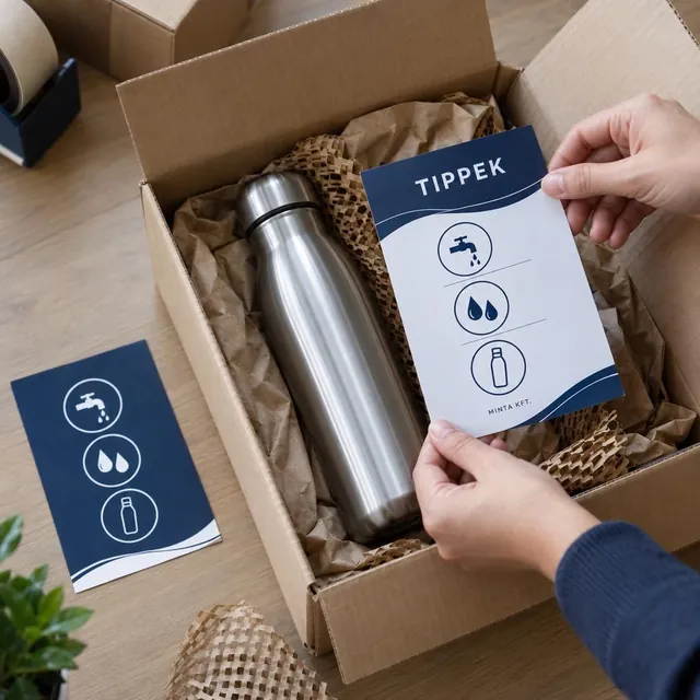 Tippkártya a termék mellé helyezve